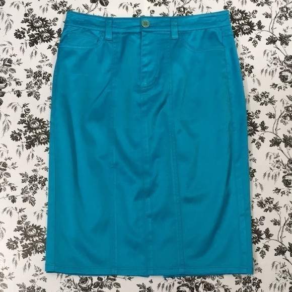 Y2K 𝅺BEBE Skirt Turquoise Size 4 - Picture 1 of 15